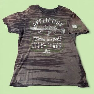 Affliction Men’s XL Freedom Defender Grey Camo T-shirt